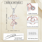 Jewelry necklace with cross pendant and chain details on a beige background