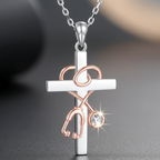 Rose Gold & Silver Stethoscope Cross Pendant Necklace