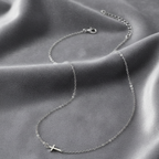 Delicate Sideways Cross Necklace – Gold or Silver