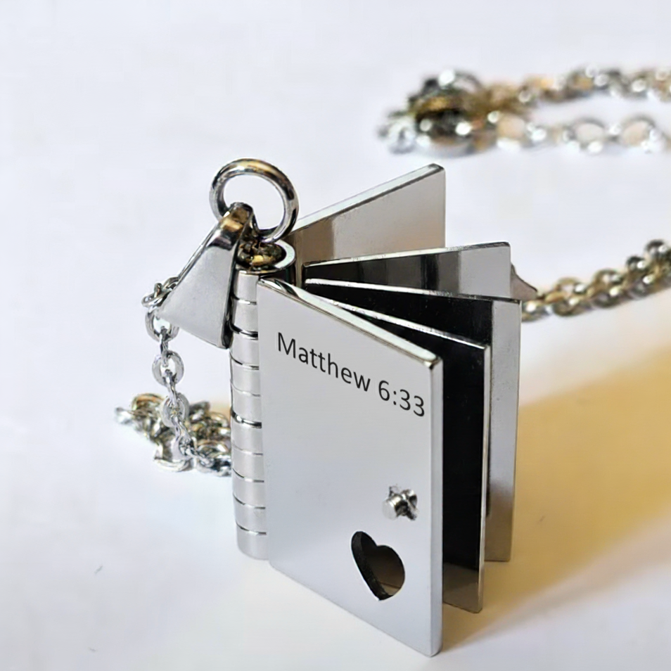 Customizable Scripture Pages Book Necklace
